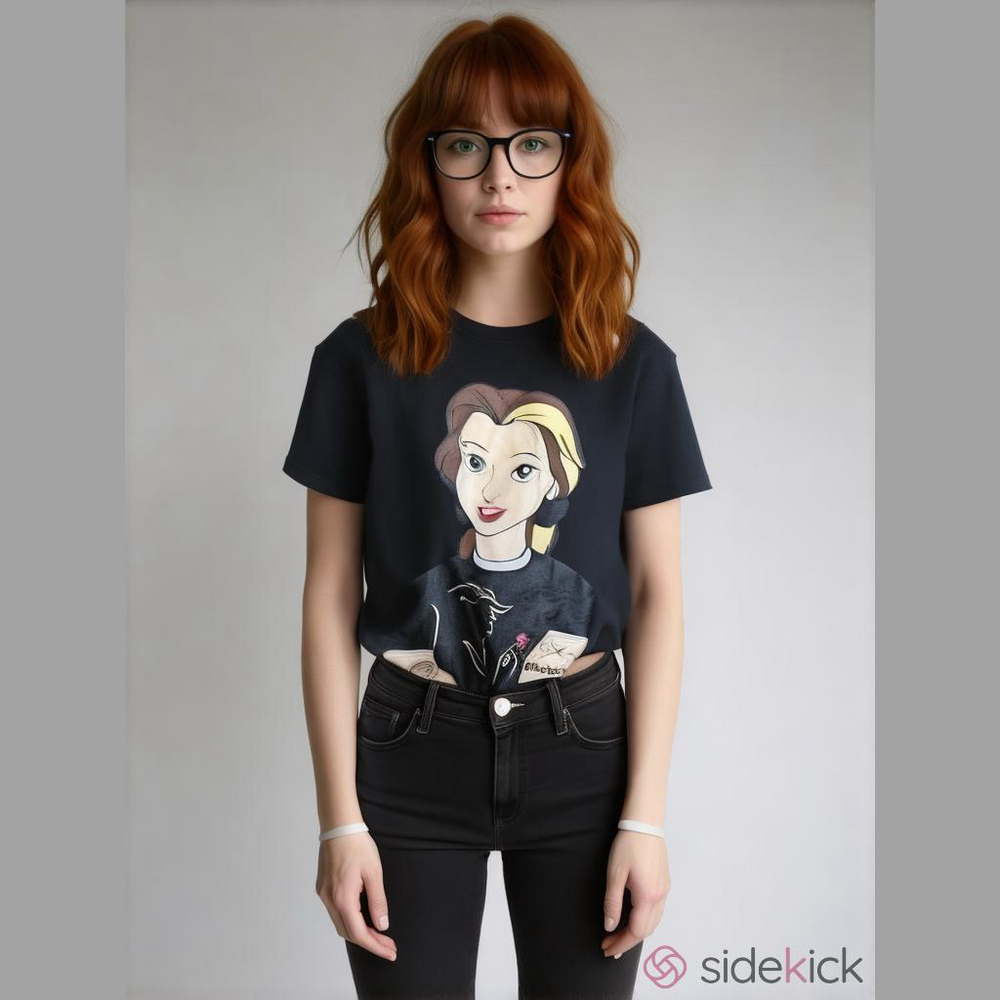 Disney Beauty & the Beast Punk Rock Belle Graphic T-Shirt Black  Unisex Size S
